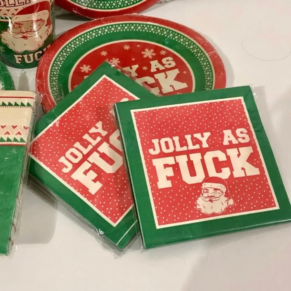 CHRISTMAS Festive Holiday Party Supplies Set - Red and Green